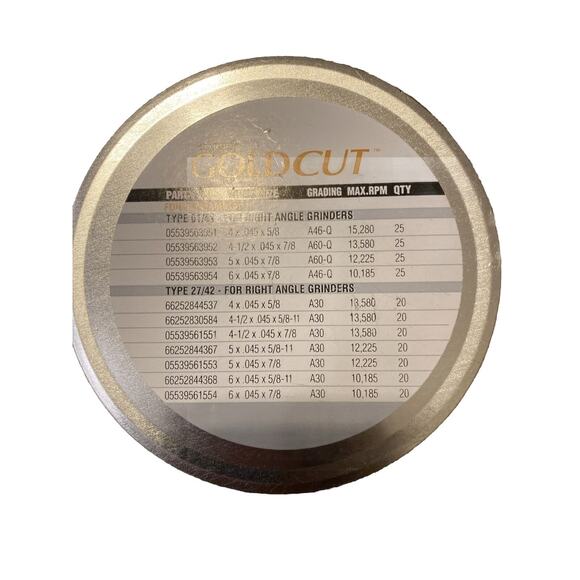 Carbo Gold Cut-Off Wheel 4 1/2 X .045 X 7/8 13,580 Max RPM 8 Count - Picture 3 of 3